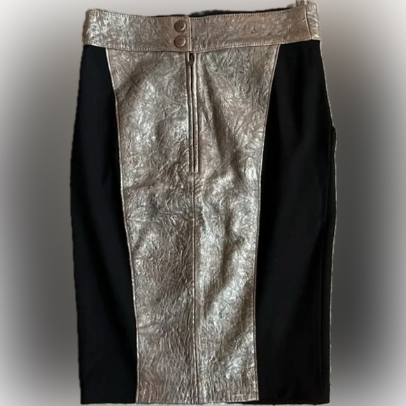 Catherine Malandrino Black Leather-Panel Pencil Skirt - Picture 3 of 5